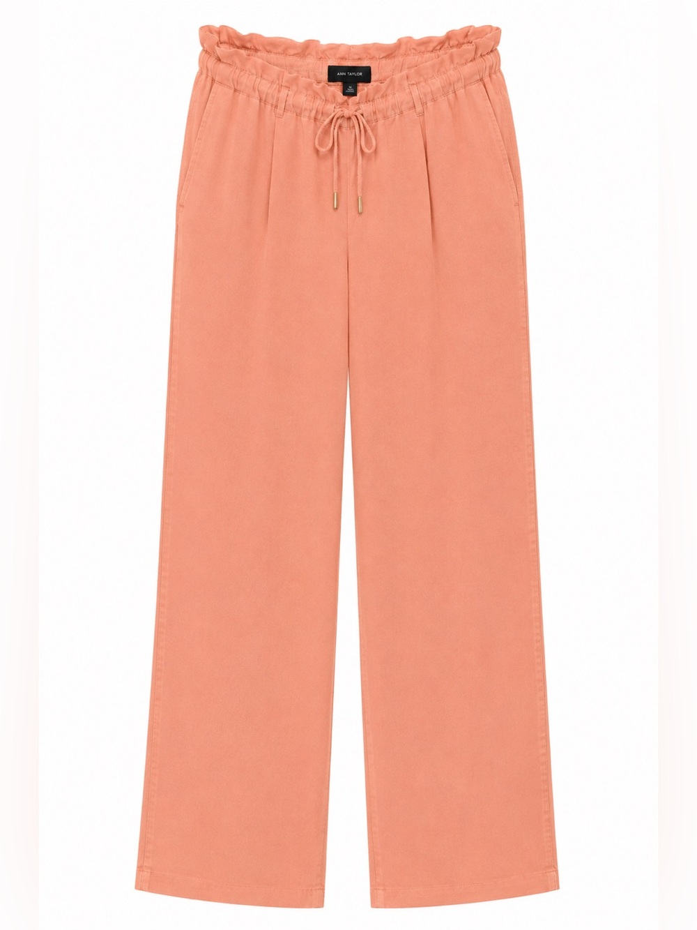 Ann Taylor Coral-Peach Wide Leg Drawstring Pants